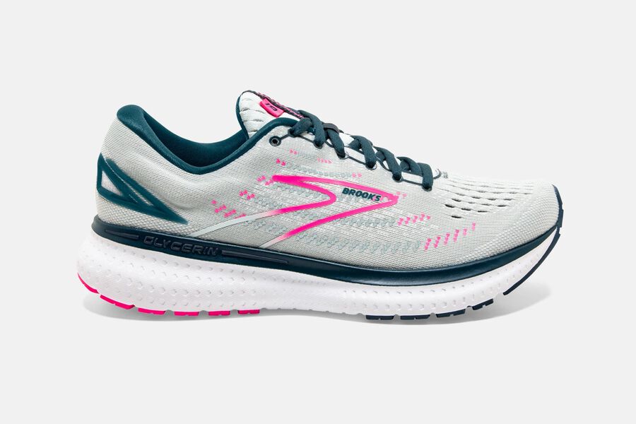 Glycerin 19 Road Brooks Running Shoes NZ Womens - White/Pink - WDPSXN-347